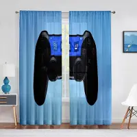 Household supplies MH Spelkonsol Gamer Skira Voile Gardiner Videospel Kontroller Coola Fönster Tüllgardiner för Vardagsrum Pojkar Flickor Sovrumsinredning 2st 100W130H(CM)40x51in&Grommet Top