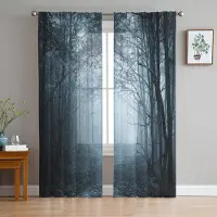 Super Six Lyxiga tyllgardiner Dimma Skogar Gran Djungel Vardagsrum Kök Chiffonggardin Ungdomsrum Skir Golvlång kappa 135W x 114H(cm)