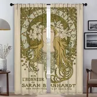 Household supplies MH Alphonse Mucha Köksgardiner för Vardagsrum Persienner Mörkläggningsgardiner 2 Delar Fönstergardin Halloween Dekoration Persienner W50xH70cmx2pcs-CL