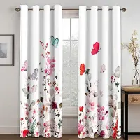 Textilien 2 ST Charmiga Gardiner med Blomtryck Fjäril Blommiga Gardiner för Sovrum Vardagsrum Kök Fönstergardiner Öljetter Upphängning cortin 2x70W185H(CM)&Grommet Top