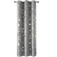Textilien Mörkläggningsgardiner med silverstjärna måne för pojkars barnkammare sovrum mörkläggande barnridå öljetter värmeisolerande draperier 132X160cm