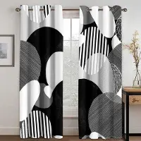 Household supplies MH Moderna Geometriska Cirkelgardiner Svart Vit Fönsterdraperier 2 Paneler Abstrakt Vardagsrum Sovrum Heminredning 50W130H(CM)X2PCS&Grommet Top