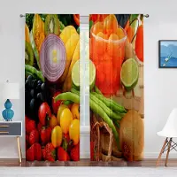 Binchi Outdoor Equipment Frukter och Grönsaker Skir Voilegardin Ekologisk Mat Fönster Transparent Chiffong Tyllgardiner för Vardagsrum Kök Dekor 1 PCS W100XH250cm&Grommet Top