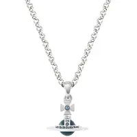 Vivienne Westwood Petite Orb Saturn Hängsmycke Halsband Herrhalsband Silver Denimblå 630203A1-02P581 Basic Packaging-Dust Bag+Box