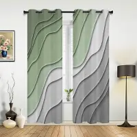 Yiran Furniture Salviagrön Grå Gradient Gardiner för Sovrum Vardagsrum Draperier Kök Barnrum Fönstergardin Modern Heminredning 135W x 60H(cm) x1 gray