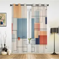 Yiran Furniture Oljemålning Abstrakt Handmålad Vintage Gardiner för Sovrum Vardagsrum Draperier Kök Barnrum Fönstergardin Heminredning 135W x 115H(cm) x1