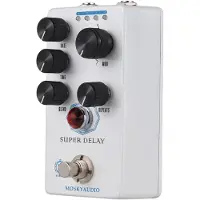 TOMTOP JMS MOSKYAUDIO SUPER DELAY Gitarr Delay Effektpedal Blend/Time/Rate/Repeats/4-lägesratt DC 9V 6,35mm vit
