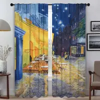 Household supplies MH Halloween Dekoration Van Gogh Heminredning Gardiner för Kameraavskärmning Mörkläggningsgardiner 2 Delar Vardagsrumsgardiner Persienner W60xH90cmx2pcs-CL