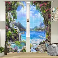 Household supplies MH 2 st Dreamland Gardiner Vattenfall Sjö Berg Tryck Vardagsrum Sovrum Dekor Gardiner Naturlandskap Solskyddsgardiner 29.5W65H(inch)x2Pcs&Rod Pocket