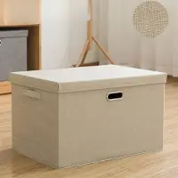 Lucky Black Cat Förvaringskorgar med lock i extra stor storlek av hög kvalitet Handhållen förvaringslåda i tyg Leksaker Kläder Organiser L beige