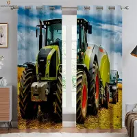 Yiran Furniture Cool Traktor 3D-tryckta Gardiner Vardagsrum Balkong Sovrum Kök Dekorativa Gardiner Hemdekoration Kanalgardiner W50xH130(CM)x2PCS&Rod pocket