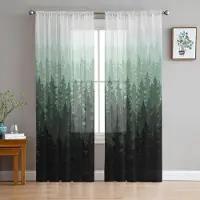 Super Six Lyxiga tyllgardiner Dimma Skogar Gran Djungel Vardagsrum Kök Chiffonggardin Ungdomsrum Skir Golvlång kappa 135W x 183H(cm)
