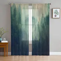 Super Six Lyxiga tyllgardiner Dimma Skogar Gran Djungel Vardagsrum Kök Chiffonggardin Ungdomsrum Skir Golvlång kappa 135W x 160H(cm)