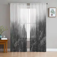 Super Six Lyxiga tyllgardiner Dimma Skogar Gran Djungel Vardagsrum Kök Chiffonggardin Ungdomsrum Skir Golvlång kappa 135W x 114H(cm)