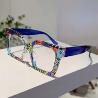 Dote KAMMPT Moderiktiga Stora Fyrkantiga Glasögon Färgglada Randiga Eleganta Bågar Snygg Märkesdesign För Damer