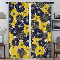 Household supplies MH Mörkläggningsgardiner med blommönster för vardagsrumsavdelning, fönstergardin, heminredningsgardiner, 2 stycken, Halloweendekoration W50xH70cmx2pcs-CL
