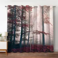 Textilien 3D Skog Mörkläggningsgardin Djungel Träd Naturlandskap Fönstergardin Vardagsrum Sovrum Vattenfall Vänster och Höger Tvådelad Öppen 135W245H(CM)53x96in&Hook