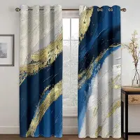 Yiran Furniture 2 paneler Abstrakta Geometriska Gardiner Marmortextur Tryckta Gardiner för Sovrum Vardagsrum Golv-till-tak-fönster Persienner W50X130H(cm)x2Pcs&Grommet Top