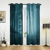Household supplies MH Gate Mystery Mörk Halloween Skogsskräck Gardiner för Sovrum Vardagsrum Draperier Kök Barn Fönstergardin Heminredning 135W x 60H(cm) x1