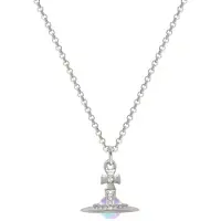 Vivienne Westwood Petite Orb Saturn Laser Kristall Metall Ädelsten Aurora Sfär Hängsmycke Halsband Damhalsband Silver 63020098-02P628 Basic Packaging-Dust Bag+Box