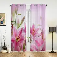 Household supplies MH Rosa Blommor Orkidegrenar Gardiner för Sovrum Vardagsrum Draperier Kök Barnrum Fönstergardin Modern Heminredning 135W x 60H(cm) x1
