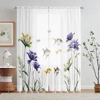 Household supplies MH 2 Delar HD Digital Lila Iris Fiskfigur Tryckt Fönsterkappa Heminredningsstil Dekoration Vardagsrum Sovrum Stång W52H63inchW132H160cm