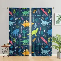 Household supplies MH 2 stycken, gardiner med Jurassic Park-dinosauriemönster -30% mörkläggning - lämpliga för vardagsrum, sovrum och heminredning W200CM H220CM&Rod pocket