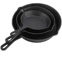 Konnwei 3 st/set 16 cm 20 cm 25 cm Gjutjärnsstekpannor Kokkärl Grytor Hushållskök Matlagningsverktyg vit