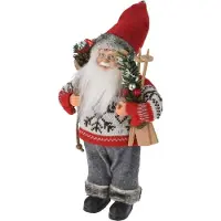 Christmas Decoration Juldekoration tomte figur stående deluxe 30 cm, grå/röd