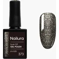 Nailura - Gel Polish 373 - Onyx Black Sparkle - 10 ml