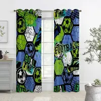 Yiran Furniture Fotboll Sport Färgglada Tryckta Gardiner, Sovrum Vardagsrum Kök Stångficka Öljetter Gardiner, Hemdekoration 2 st W50xH140(CM)x2PCS&Rod pocket
