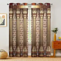 Household supplies MH 2-delat set, gyllene romersk kolonn gardiner - vardagsrum, sovrum och annan heminredning - elegant fönsterdekoration W150CM H166CM&Grommet Top