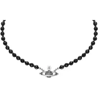 Vivienne Westwood Enradig Relief Choker Svart Onyx Mässingshalsband Damhalsband 63030019W270W270 Box+Shopping Bag