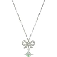Vivienne Westwood Octavie Ros Ljus Gräsgrön Kula Saturnus Hänge Halsband Damhalsband Silver Ljusgrön 6302039G-01P726 Box+Shopping Bag