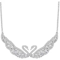 Swarovski Svan Kristall Dubbel Svan Halsband Damhalsband Silver 5201962 Box (Random Color),F,Silver