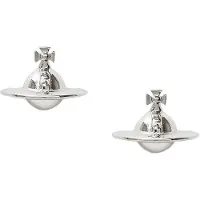 Vivienne Westwood Solid Orb 3D-knapp Saturn Mässingsörhängen Damörhängen Silver 6201003802P019P019 Box