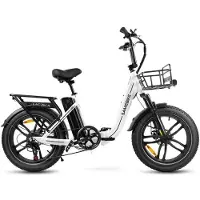 KUKIRIN Samebike C05 PRO - Elcykel - Motor 250w - Batteri 36V 13Ah - Räckvidd 70KM - Max 25KM/H - Hjul 20 - Vit vit