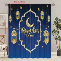 Household supplies MH 2 ST Ramadan lyckobringande Månlykta välsignelse Ramadan tryckt gardin Polyestermaterial lämpligt för sovrum vardagsrum, 30Wx65L(76x165CM)x2