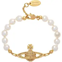 Vivienne Westwood Mini Bas Relief Pärlarmband Damarmband Guld 61030001-R122-CN Box+Shopping Bag