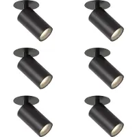 QAZQA Set med 6 moderna infällda spotlights svart GU10 50mm IP44 - Chels