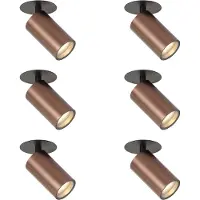 QAZQA Set med 6 moderna infällda spotlights mörkbrons GU10 50mm IP44 - Chels