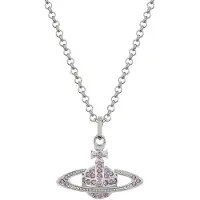 Vivienne Westwood Mini Bas Relief Saturn Hänge Mässing Halsband Unisexhalsband Silver Lavendel 63020086-02P491 Basic Packaging-Dust Bag+Box