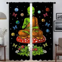 Household supplies MH Abstrakt Svampmönster Köksgardiner 2 Delar Gardiner för Sovrum Halloween Dekoration Fönstergardin Avskärmning Persienner W50xH70cmx2pcs-CL