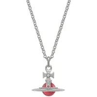 Vivienne Westwood Ny Liten Orb Medium 3D Saturnus Sfär Halsband Unisex halsband Röd Silver 6302022402P186-CN001 Box