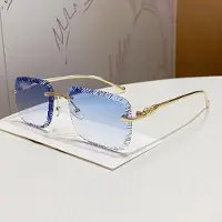 Dote Mode Lyx Designersolglasögon Dam Herr Leopardmönster Vintage Kantlösa Eleganta Nyanser Trendiga Söta Glasögon