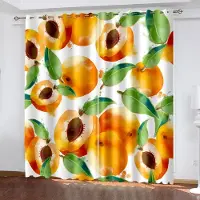 Yiran Furniture Akvarell Glasspinne Frukt Konstnärlig Mörkläggningsfönstergardin för Sovrum Vardagsrum Badrum Kök Dörr Hög Skuggning Hett Mönster W55 X H120cm X 2&Grommet Top beige
