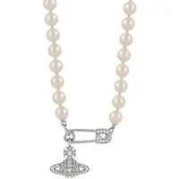 Vivienne Westwood Lucrece Strassbrosch Gemnål Pärla Glas Mässing Halsband Damhalsband Silver 6301007202P147P147 Box