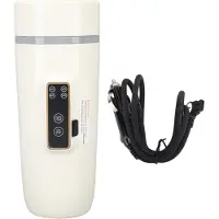Vestidos 350 ml elektrisk resevattenkokare med digital display, halkfri, vattentät, bärbar, resekaffevattenkokare 12V 80W beige