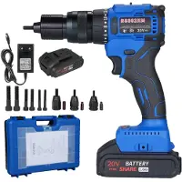 TOMTOP JMS 20V Sladdlös Nitmaskin med 2,0Ah Batteri, 2-i-1 Elektrisk Nitmutter-sats med Minnesläge och blå