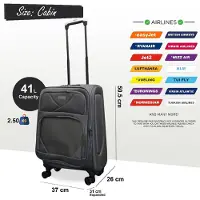 Infinity Leather Softshell lichtgewicht grijs nylon 4-wiel reiskoffer Vakantie Cabin Koffer